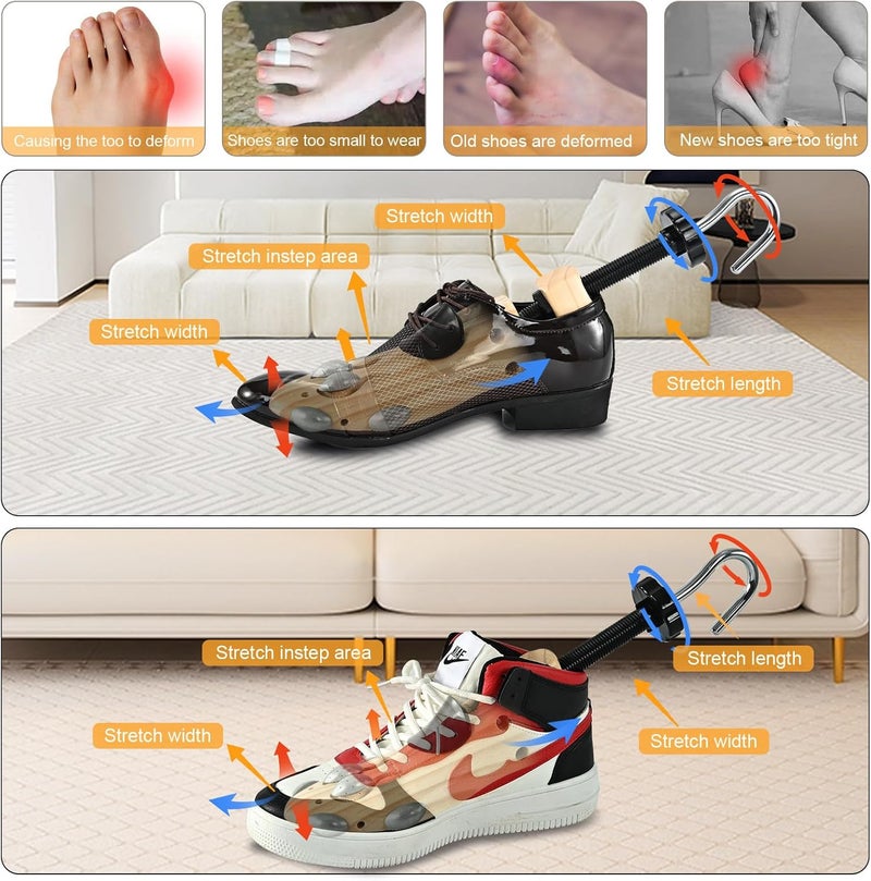 eachway Wooden Shoe Stretcher Men Women,Premium 4-Way Shoe Tree Stretch Length Width for Wide Feet - Image 4